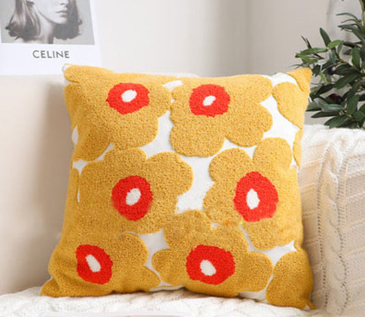 Luxury Poppy Embroidery Pillow Cover