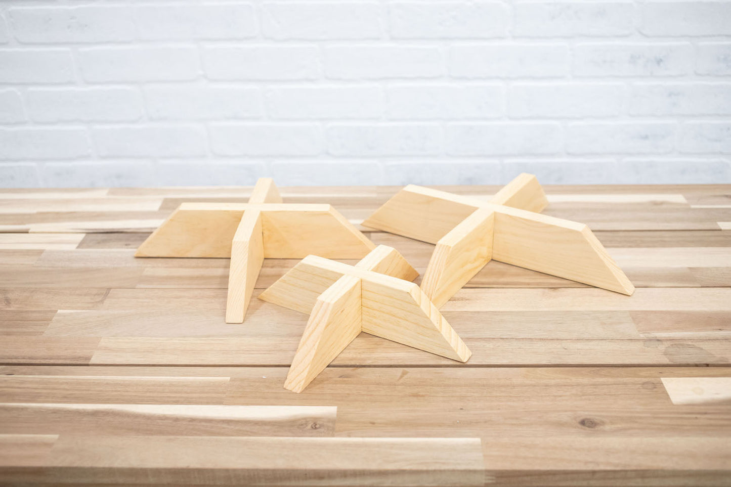 Set of 3 Elevated Wood Plant Stands