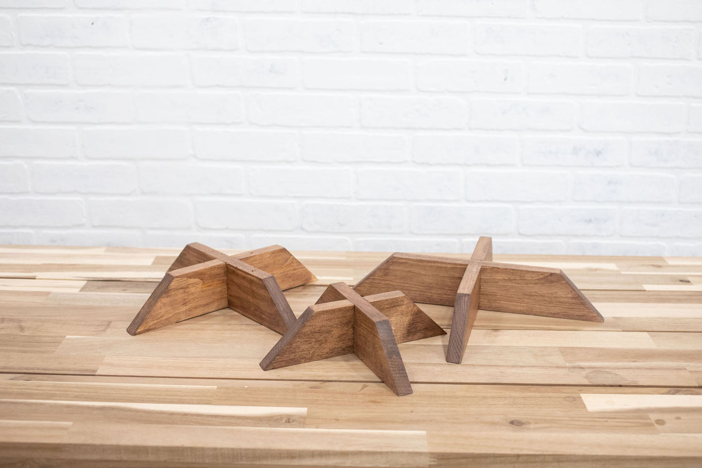 Set of 3 Elevated Wood Plant Stands